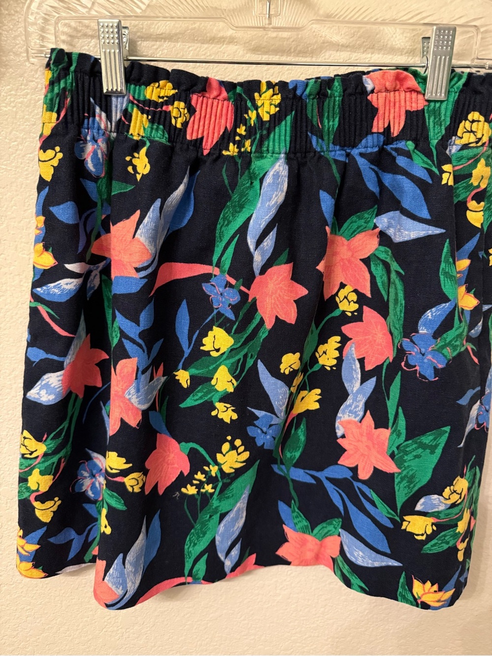 J. Crew Black Floral A-Line Skirt with Coral, Blue & Yellow Flowers